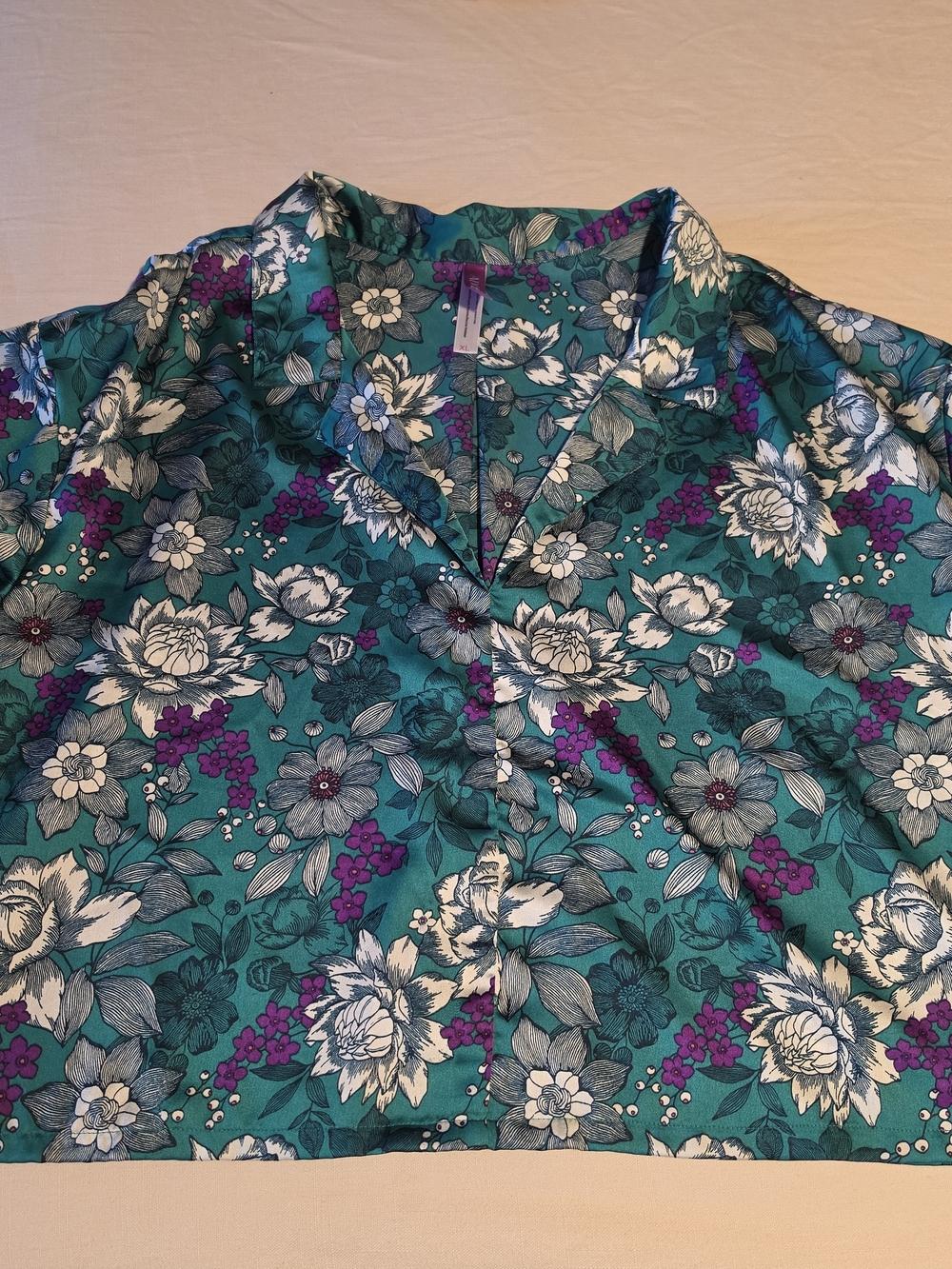 Adore Me Teal Floral Satin PJs